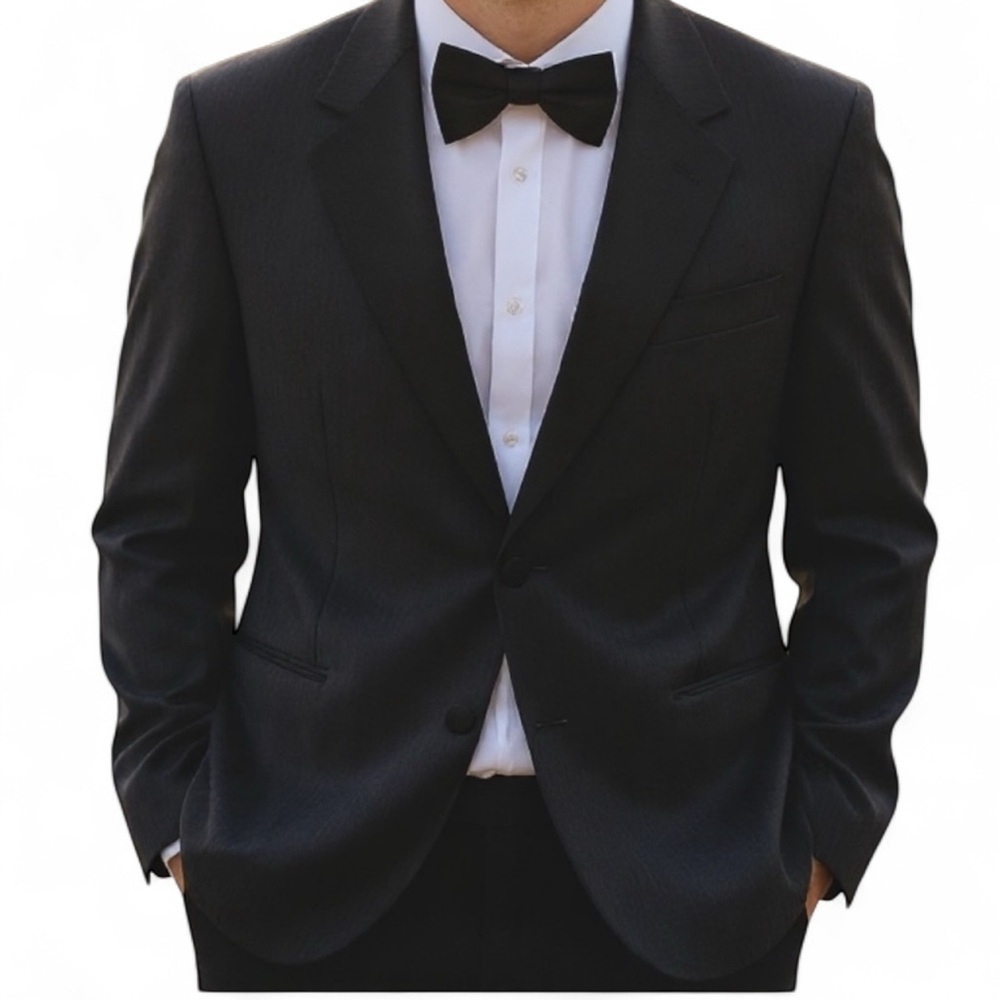 CANALI Men's Black Pinstripe 100% Wool Tuxedo Blazer in 54R